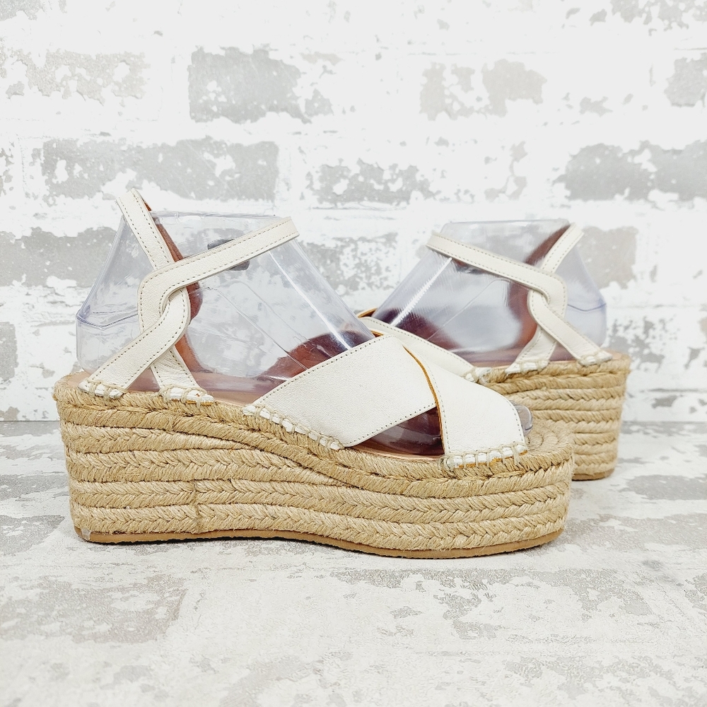 BNIB Rag & Bone Cream and Tan Wedge Sandals